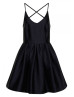 Black Satin Sexy Straps Short Prom Dress 
